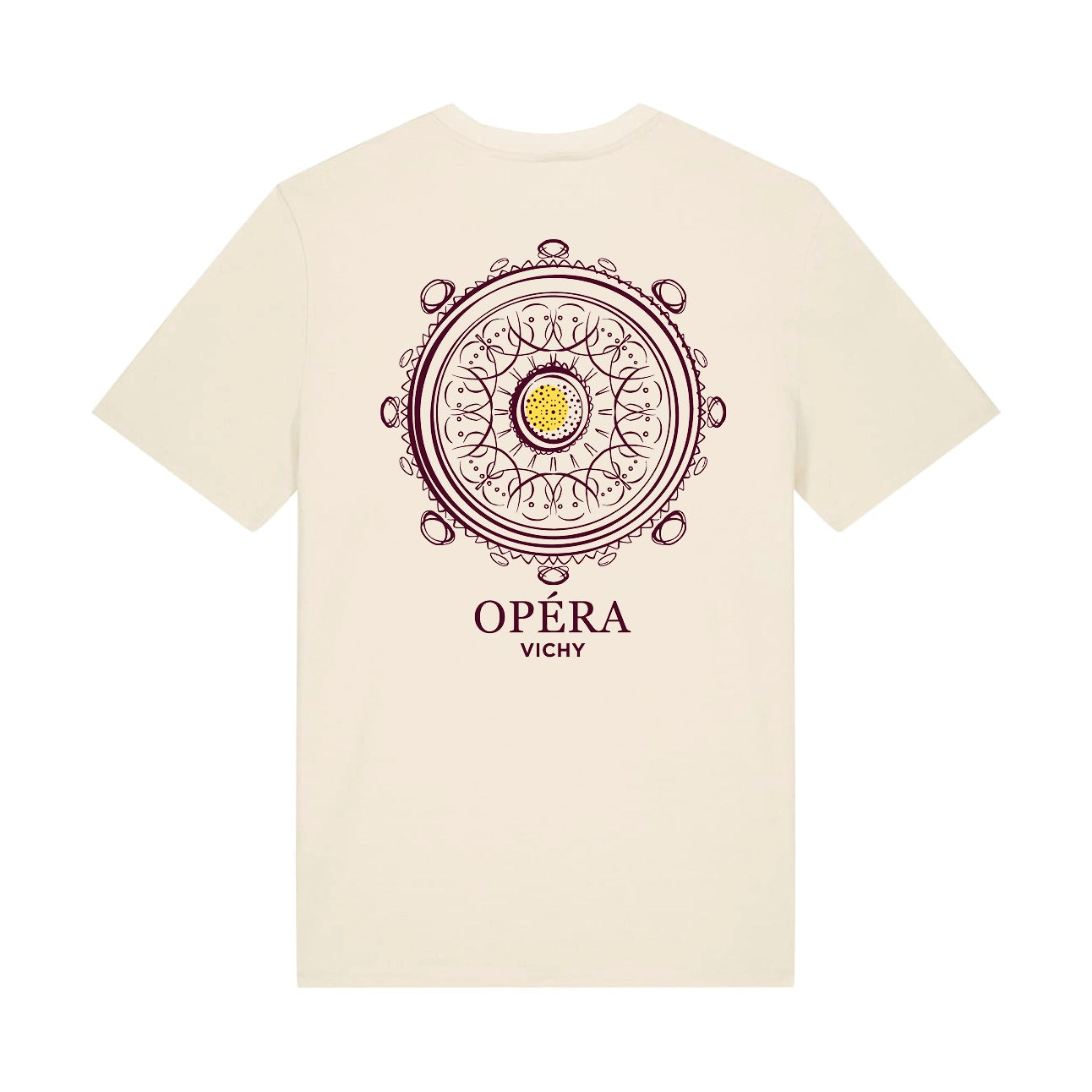 T-shirt Opéra Vichy mandala bordeaux natural coton bio — Axial Store