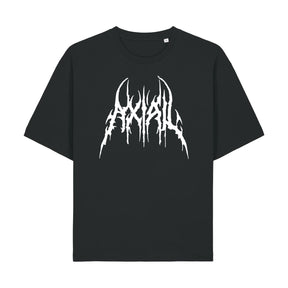 T-shirt Grunge Axial logo métal blanc sur noir boxy — Axial Store
