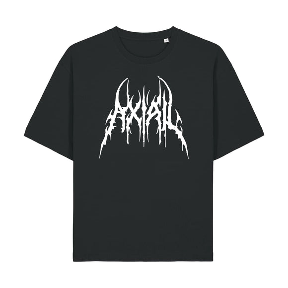 T-shirt Grunge Axial logo métal blanc sur noir boxy — Axial Store