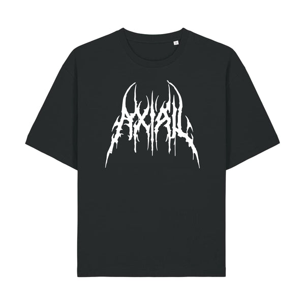 T-shirt Grunge Axial logo métal blanc sur noir boxy — Axial Store