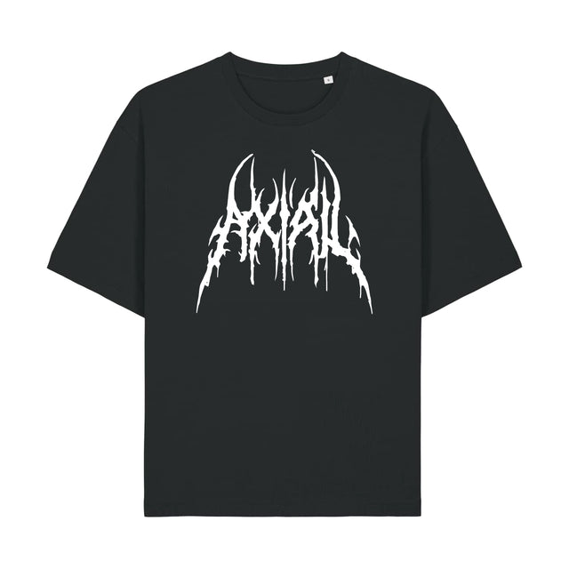 T-shirt Grunge Axial logo métal blanc sur noir boxy — Axial Store